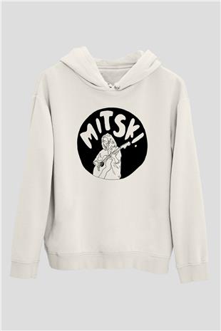 Mitski Baskılı Beyaz Unisex Kapüşonlu Sweatshirt