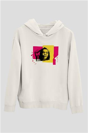 Mitski Baskılı Beyaz Unisex Kapüşonlu Sweatshirt