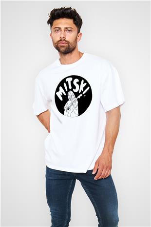 Mitski Baskılı Beyaz Unisex Oversize Tişört - Tshirt