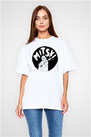 Mitski Baskılı Beyaz Unisex Oversize Tişört - Tshirt
