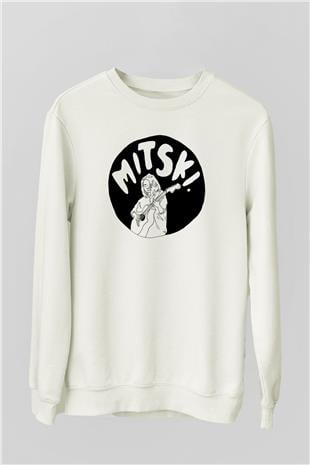 Mitski Baskılı Beyaz Unisex Sweatshirt