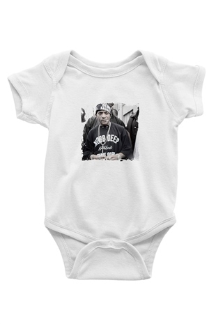 Mobb Deep Baskılı Unisex Beyaz Bebek Body - Zıbın