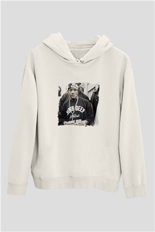Mobb Deep Baskılı Unisex Beyaz Kapüşonlu Sweatshirt