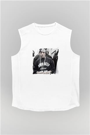 Mobb Deep Baskılı Unisex Beyaz Kolsuz Tişört