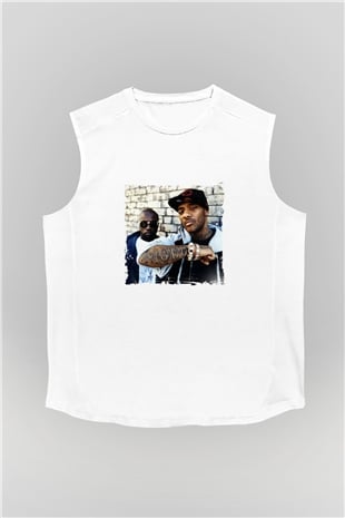 Mobb Deep Baskılı Unisex Beyaz Kolsuz Tişört