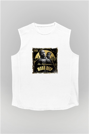 Mobb Deep Baskılı Unisex Beyaz Kolsuz Tişört