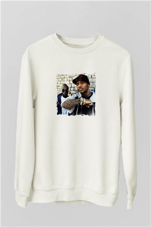 Mobb Deep Baskılı Unisex Beyaz Sweatshirt