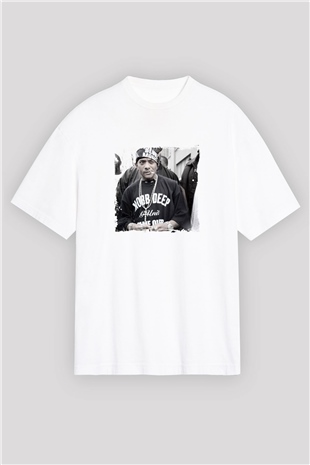 Mobb Deep Baskılı Oversize Beyaz Tişört