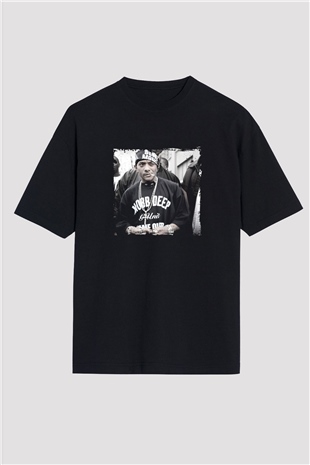 Mobb Deep Baskılı Unisex Oversize Siyah Tişört