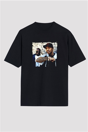 Mobb Deep Baskılı Unisex Oversize Siyah Tişört