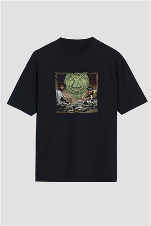 Mobb Deep Baskılı Unisex Oversize Siyah Tişört