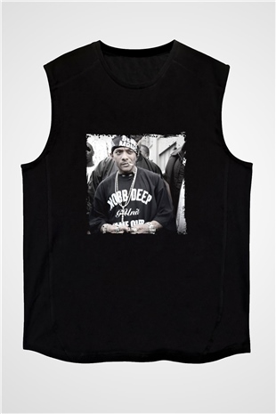 Mobb Deep Baskılı Unisex Siyah Kolsuz Tişört