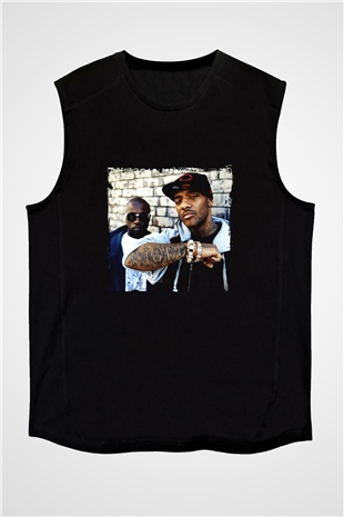 Mobb Deep Baskılı Unisex Siyah Kolsuz Tişört