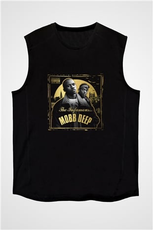 Mobb Deep Baskılı Unisex Siyah Kolsuz Tişört