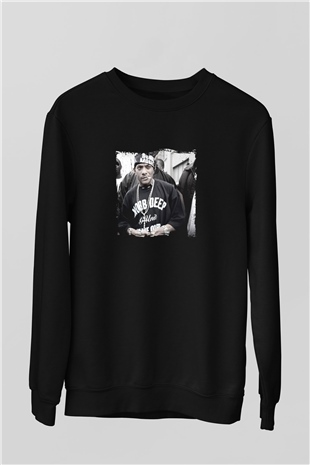 Mobb Deep Baskılı Unisex Siyah Sweatshirt