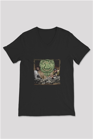 Mobb Deep Baskılı Unisex Siyah V Yaka Tişört
