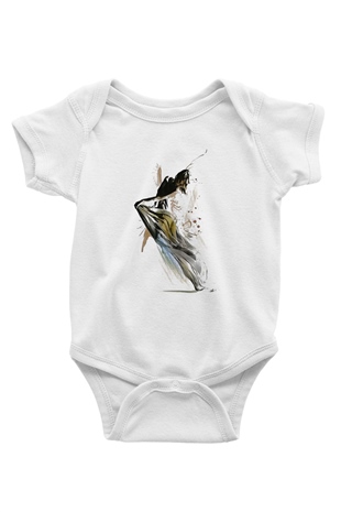 Modern Dans Baskılı Beyaz Unisex Bebek Body - Zıbın