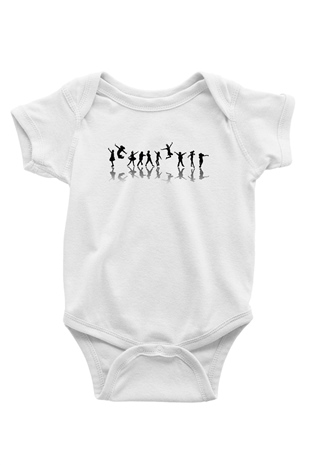 Modern Dans Baskılı Beyaz Unisex Bebek Body - Zıbın