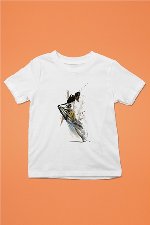 Modern Dans Baskılı Beyaz Unisex Çocuk Tişört
