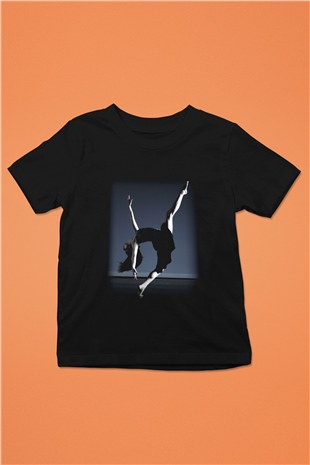 Modern Dans Baskılı Siyah Unisex Çocuk Tişört