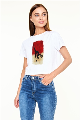 Modern Dans Beyaz  Crop Top Tişört