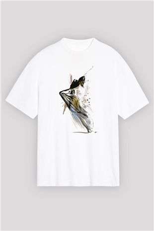 Modern Dans Beyaz Unisex Oversize Tişört T-Shirt