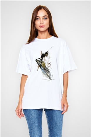 Modern Dans Beyaz Unisex Oversize Tişört T-Shirt