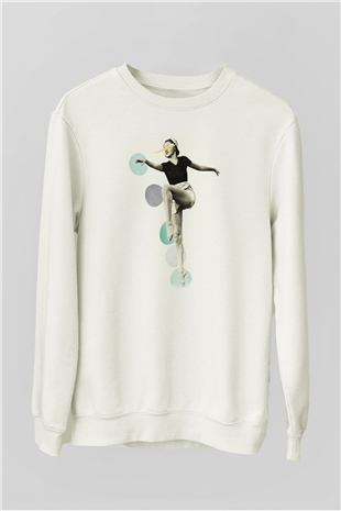 Modern Dans Beyaz Unisex Sweatshirt