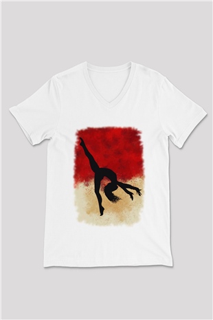 Modern Dans Beyaz Unisex V Yaka Tişört
