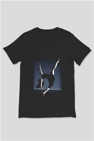 Modern Dans Siyah Unisex V Yaka Tişört T-Shirt