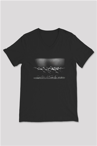 Modern Dans Siyah Unisex V Yaka Tişört T-Shirt