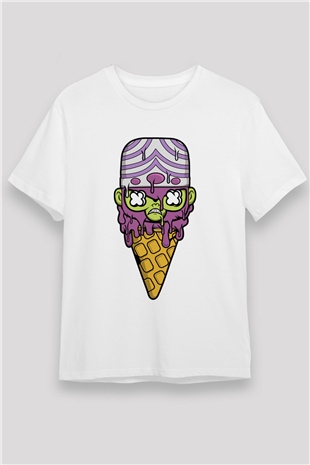 Mojo Jo Ice Cream Baskılı Beyaz Unisex Tişört