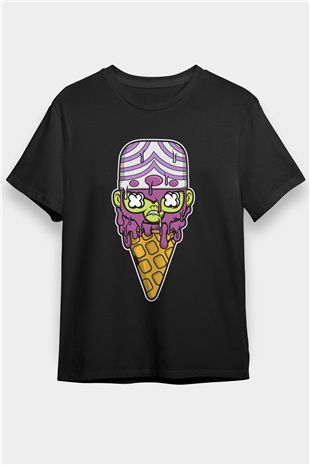 Mojo Jo Ice Cream Baskılı Siyah Unisex Tişört