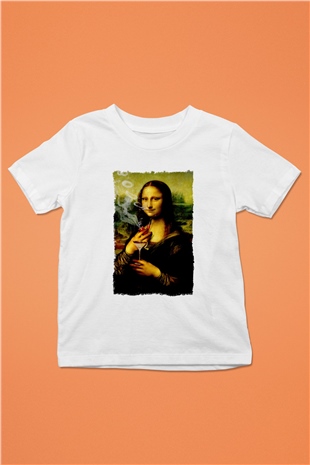 Mona Lisa Beyaz Unisex Çocuk Tişört