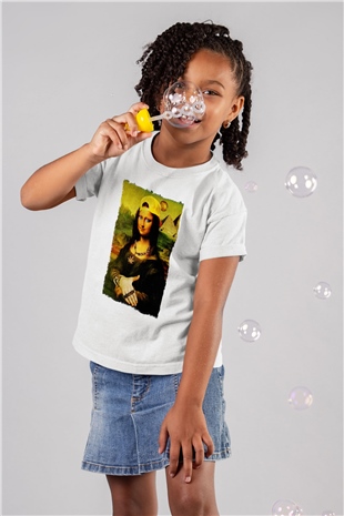 Mona Lisa Beyaz Unisex Çocuk Tişört