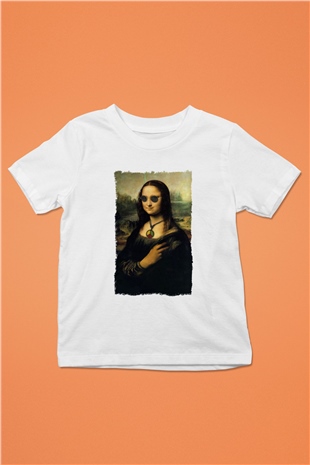 Mona Lisa Beyaz Unisex Çocuk Tişört