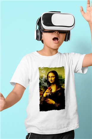 Mona Lisa Beyaz Unisex Çocuk Tişört