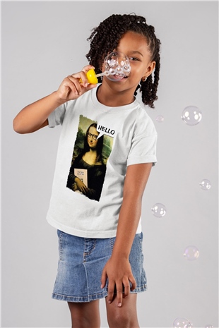 Mona Lisa Beyaz Unisex Çocuk Tişört