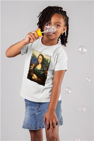 Mona Lisa Beyaz Unisex Çocuk Tişört