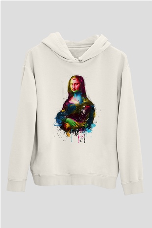 Mona Lisa Beyaz Unisex Kapşonlu Sweatshirt