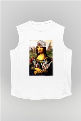 Mona Lisa Beyaz Unisex Kolsuz Tişört