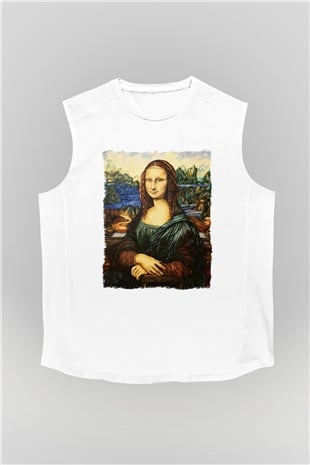 Mona Lisa Beyaz Unisex Kolsuz Tişört