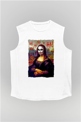Mona Lisa Beyaz Unisex Kolsuz Tişört