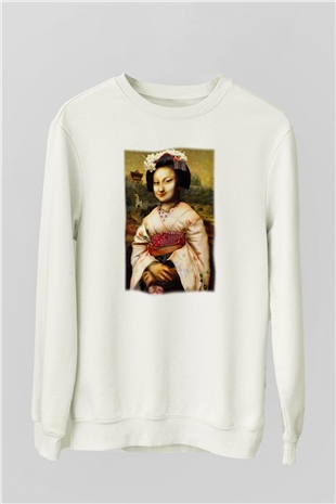 Mona Lisa Beyaz Unisex Sweatshirt