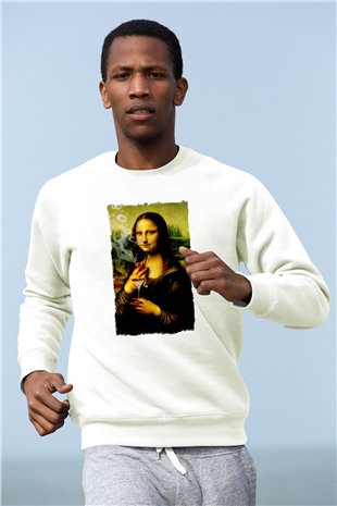 Mona Lisa Beyaz Unisex Sweatshirt