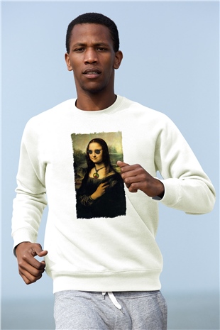 Mona Lisa Beyaz Unisex Sweatshirt