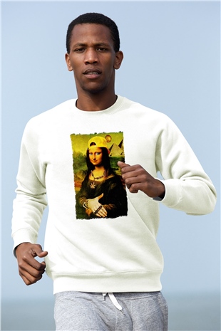 Mona Lisa Beyaz Unisex Sweatshirt