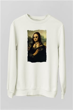 Mona Lisa Beyaz Unisex Sweatshirt
