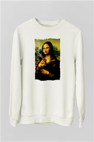 Mona Lisa Beyaz Unisex Sweatshirt