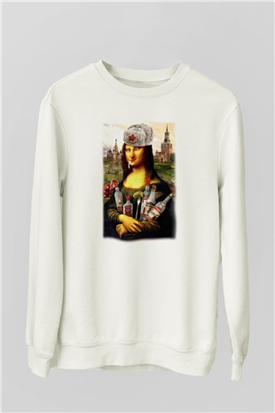 Mona Lisa Beyaz Unisex Sweatshirt